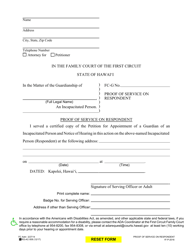 Document preview: Form 1F-P-2016 Proof of Service on Respondent - Hawaii