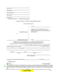 Document preview: Form 1F-P-2070 Objection to Withdrawal of Limited Appearance; Certificate of Service - Hawaii