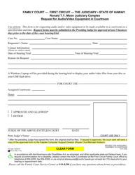 Document preview: Form 1F-P-1046 Request for Courtroom Audio / Video Cd - Hawaii