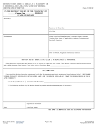 Form 1DC42 Motion to Set Aside Default / Judgment / Dismissal; Declaration; Notice of Motion; Certificate of Service - Hawaii