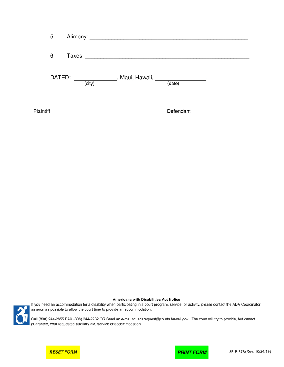 Form 2F-P-378 Position Statement of Plaintiff - Hawaii, Page 3