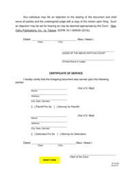 Form 2F-P-525 Sua Sponte Order Sealing Document (Rule 9) - Hawaii, Page 2