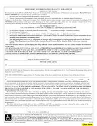 Form 3DC51 Petition for Ex Parte Temporary Restraining Order and for Injunction Against Harassment; Declaration of Petitioner; Temporary Restraining Order Against Harassment; and Notice of Hearing - Hawaii, Page 3
