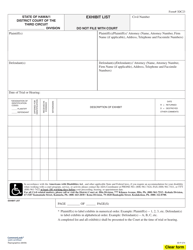 Document preview: Form 3DC23 Exhibit List - Hawaii