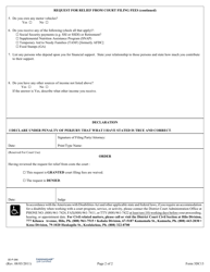 Form 3DC13 Ex Parte Application for Relief From Costs; Declaration; Order - Hawaii, Page 2