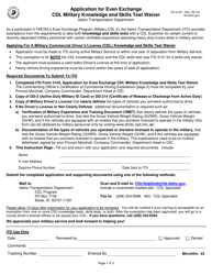 Form ITD3143 Application for Even Exchange Cdl Military Knowledge and Skills Test Waiver - Idaho