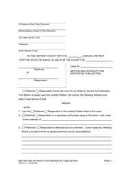 Document preview: Form CAO FL1-4 Motion and Affidavit for Service by Publication - Idaho