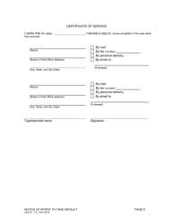Form CAO FL7-5 Notice of Intent to Take Default - Idaho, Page 2
