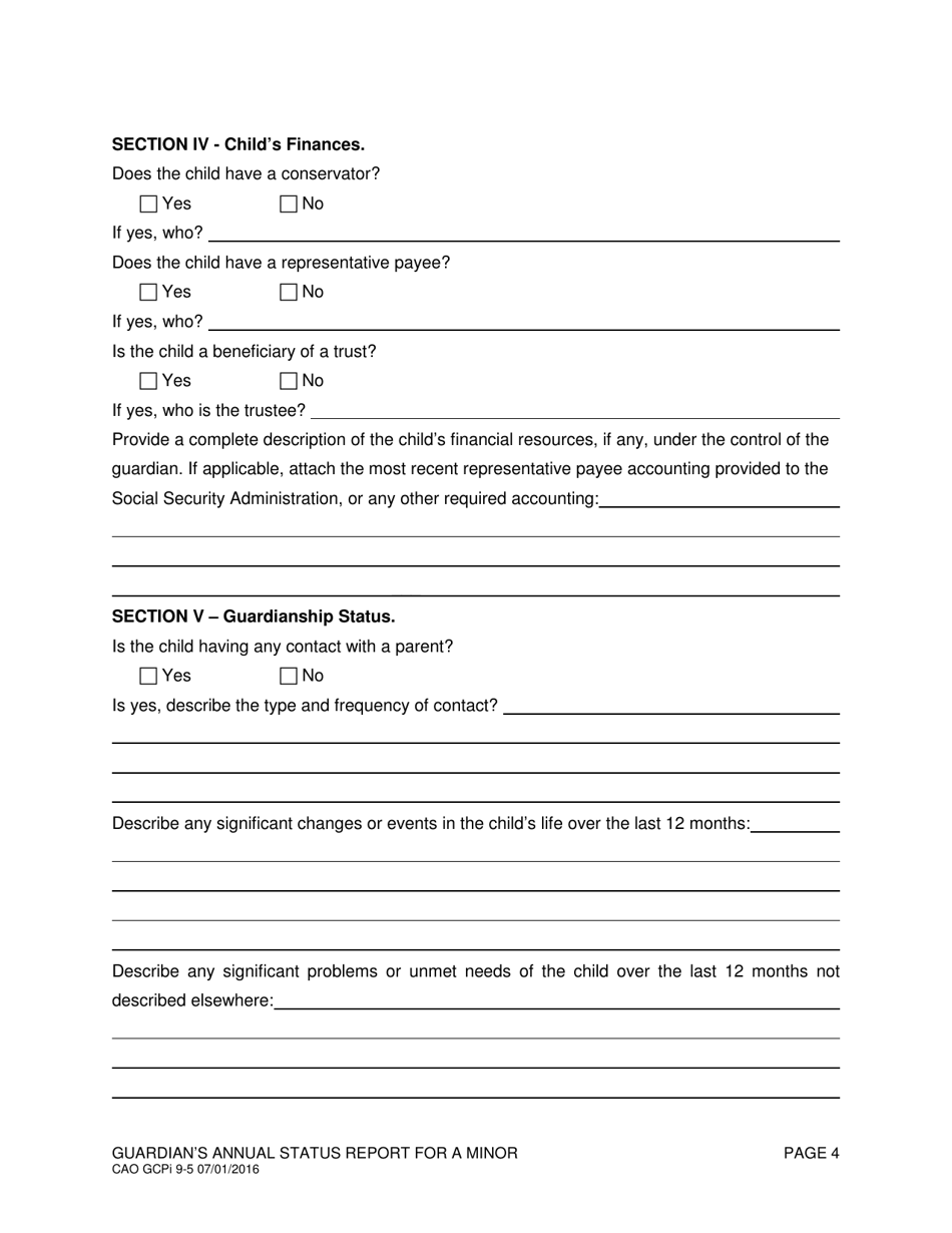 Form CAO GCPi9-5 Guardians Annual Status Report for a Minor - Idaho, Page 4