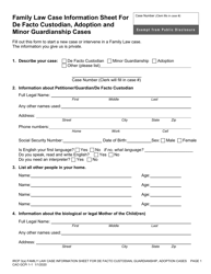 Form CAO GCPi1-1 &quot;Family Law Case Information Sheet for De Facto Custodian, Adoption and Minor Guardianship Cases&quot; - Idaho