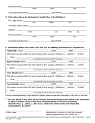 Form CAO GCPi1-1 &quot;Family Law Case Information Sheet for De Facto Custodian, Adoption and Minor Guardianship Cases&quot; - Idaho, Page 2