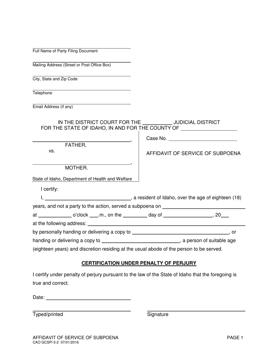 Form CAO GCSPi5-2 - Fill Out, Sign Online and Download Printable PDF ...