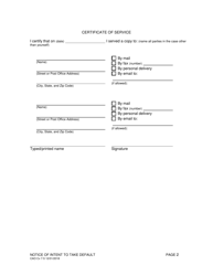 Form CAO Cv7-5 &quot;Notice of Intent to Take Default&quot; - Idaho, Page 2