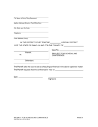 Document preview: Form CAO CvPi4-16 Request for Scheduling Conference - Idaho