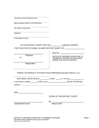 Document preview: Form CAO FLE10-5 Notice of Hearing on Motion to Terminate Income Withholding Order for Child Support - Idaho