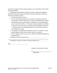 Form CAO FLE1-1 Notice of Registration of Child Custody Determination - Idaho, Page 2