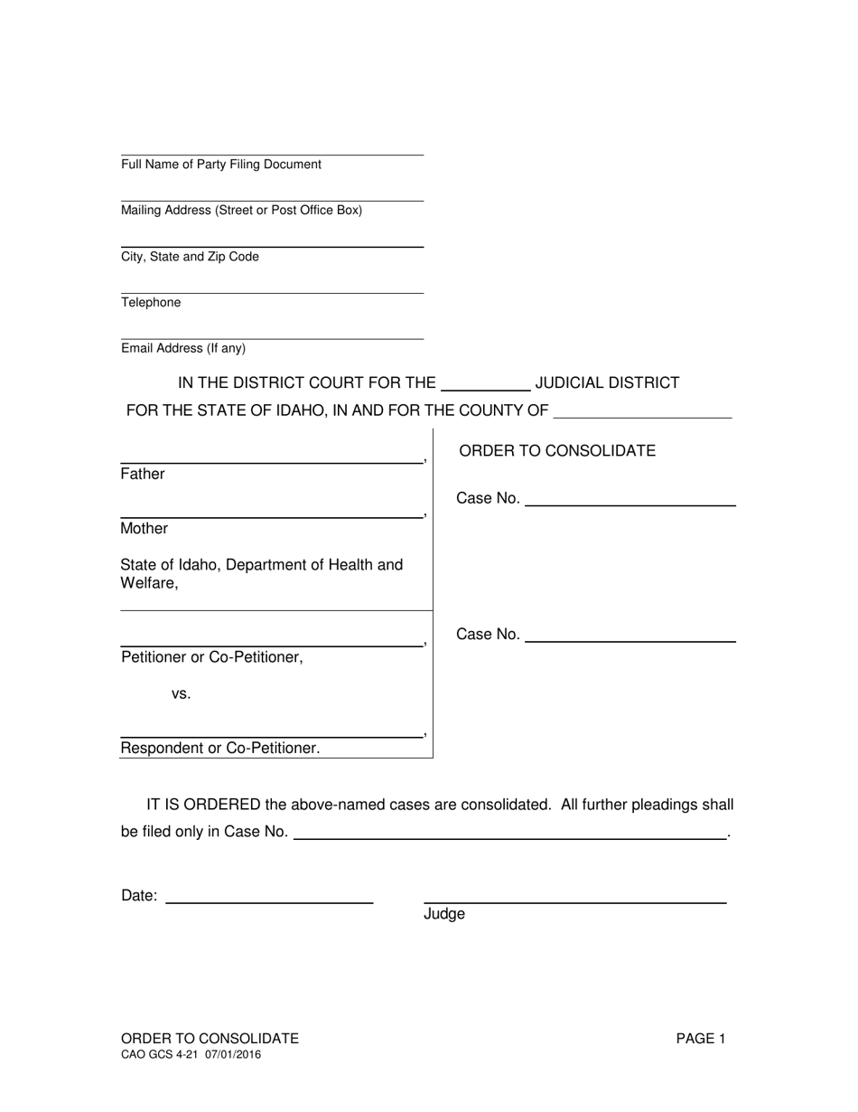 Form CAO GCS4-21 - Fill Out, Sign Online and Download Printable PDF ...