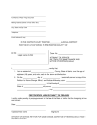 Document preview: Form CAO NCM2-2 Affidavit of Service (Petition for Name Change and Notice of Hearing) (Minor) - Idaho