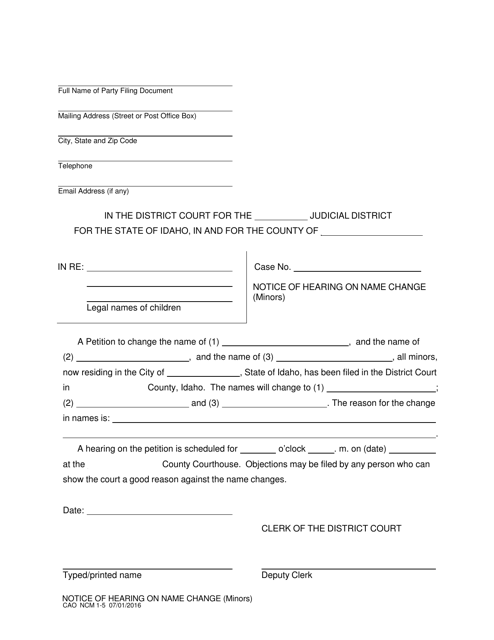 Form CAO NCM1-5  Printable Pdf