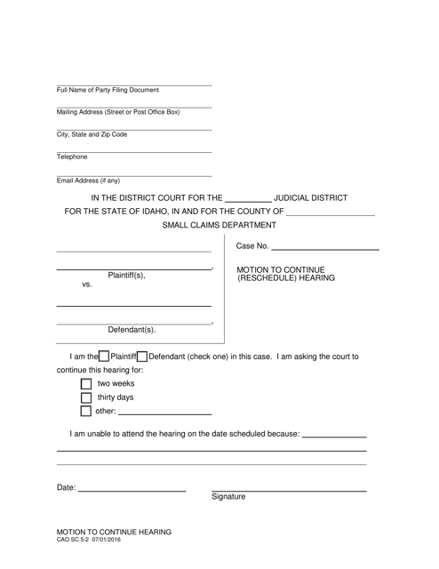 Form CAO SC5-2  Printable Pdf