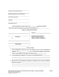 Form CAO SC10-2 Motion and Affidavit for Satisfaction of Small Claims Judgment - Idaho