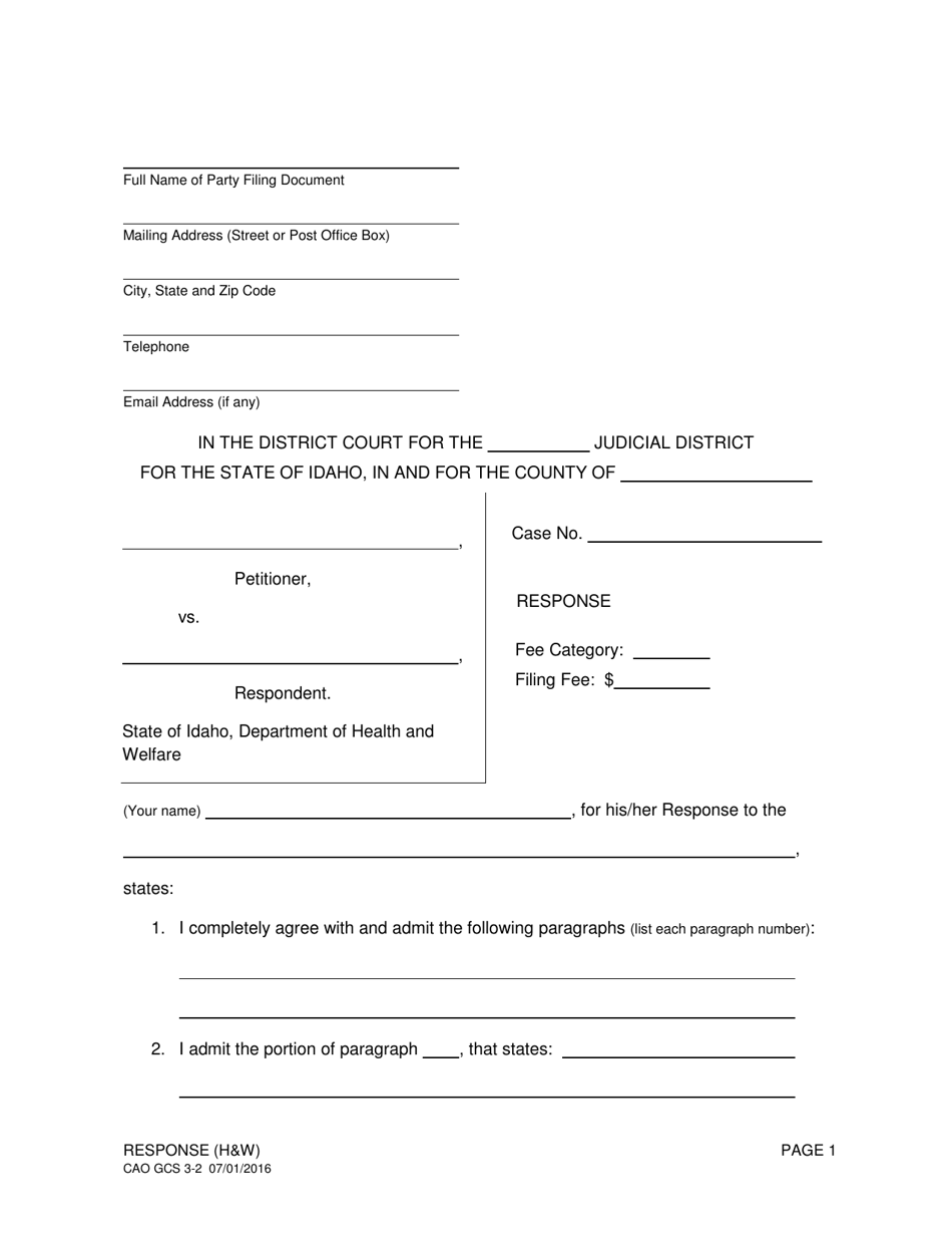 Form CAO GCS3-2 Response (Hw) - Idaho, Page 1
