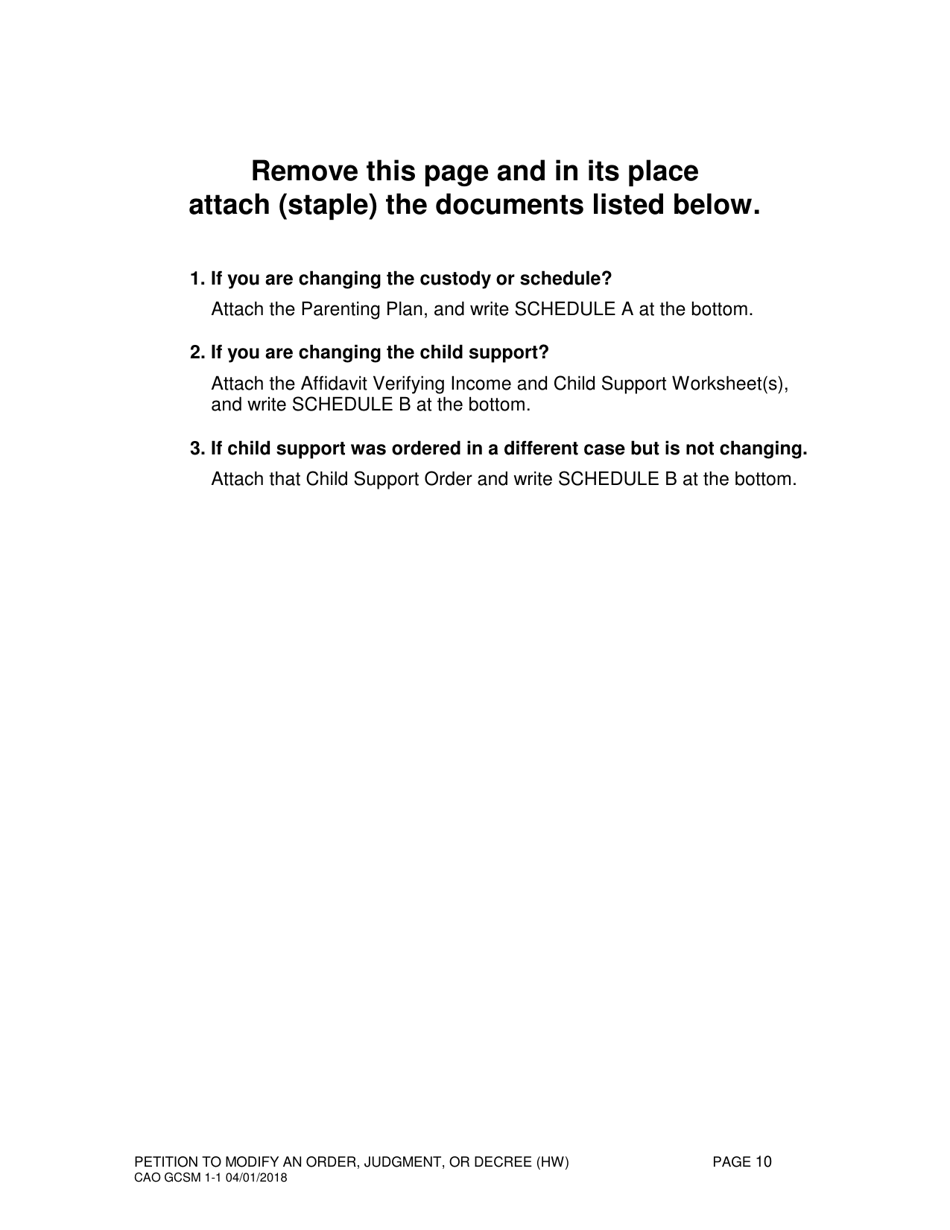 Form CAO GCSM1-1 Petition to Modify an Order, Judgment, or Decree (Hw) - Idaho, Page 10