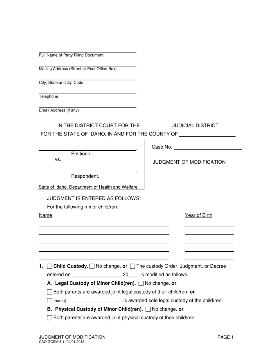 Form CAO GCSM8-1 - Fill Out, Sign Online and Download Printable PDF ...