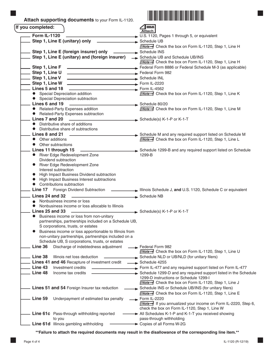 Form IL-1120 Corporation Income and Replacement Tax Return - Illinois, Page 4