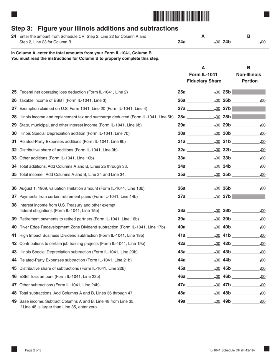 Form IL-1041 Schedule CR Credit for Tax Paid to Other States - Illinois, Page 2