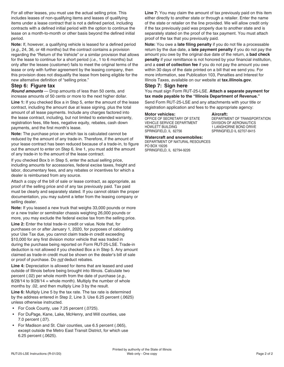 Instructions for Form RUT-25-LSE Use Tax Return for Lease Transactions - Illinois, Page 2
