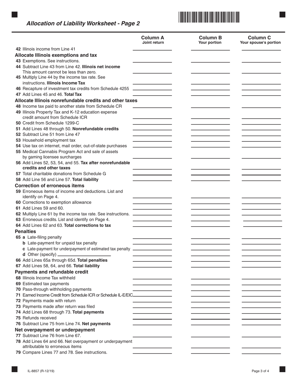 Form IL-8857 Request for Innocent Spouse Relief - Illinois, Page 3