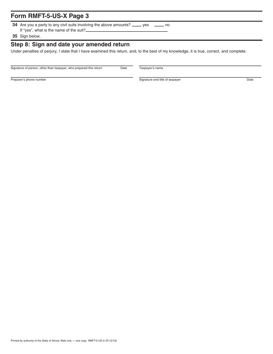 Form RMFT-5-US-X Amended Return / Claim for Credit Underground Storage Tank Tax and Environmental Impact Fee - Illinois, Page 4