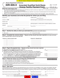 Document preview: Form IDR-909-X (859) Amended Qualified Solid Waste Energy Facility Payment Form - Illinois