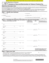 Schedule TP-7 Schedule of Returned Merchandise for Tobacco Products Tax - Illinois