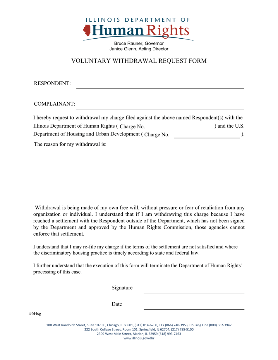 Voluntary Withdrawal Request Form - Illinois, Page 1