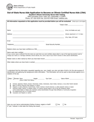Document preview: Out-of-State Nurse Aide Application to Become an Illinois Certified Nurse Aide (Cna) - Illinois
