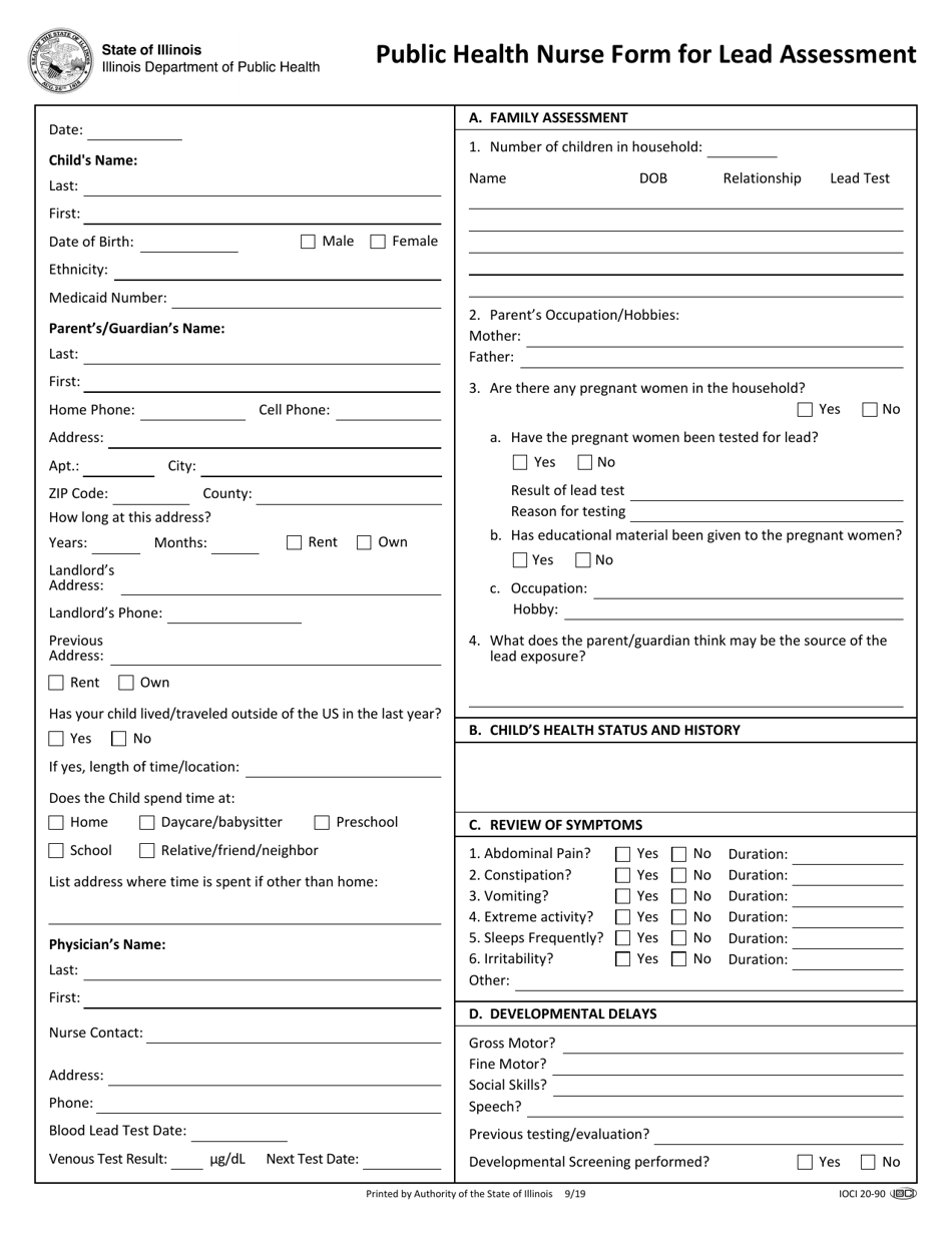 Public Health Nurse Form for Lead Assessment - Illinois, Page 1