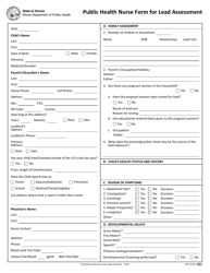 Document preview: Public Health Nurse Form for Lead Assessment - Illinois