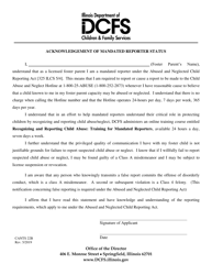 Document preview: Form CANTS22B Acknowledgement of Mandated Reporter Status - Illinois