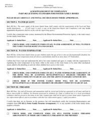 Form CFS452-A Acknowledgment of Compliance Part 402 Licensing Standards for Foster Family Homes - Illinois