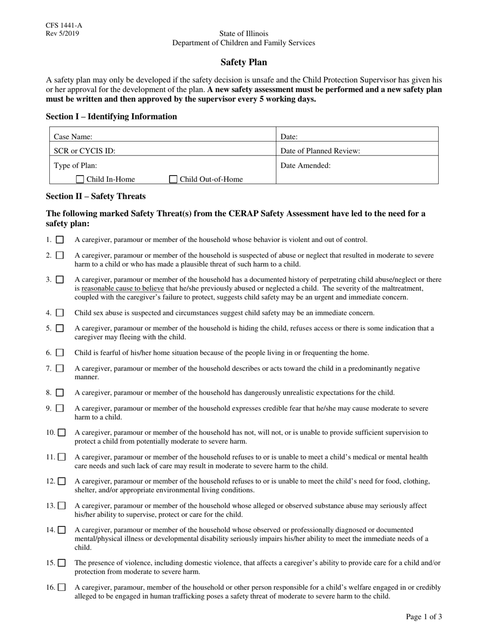 Form CFS1441-A Safety Plan - Illinois, Page 1