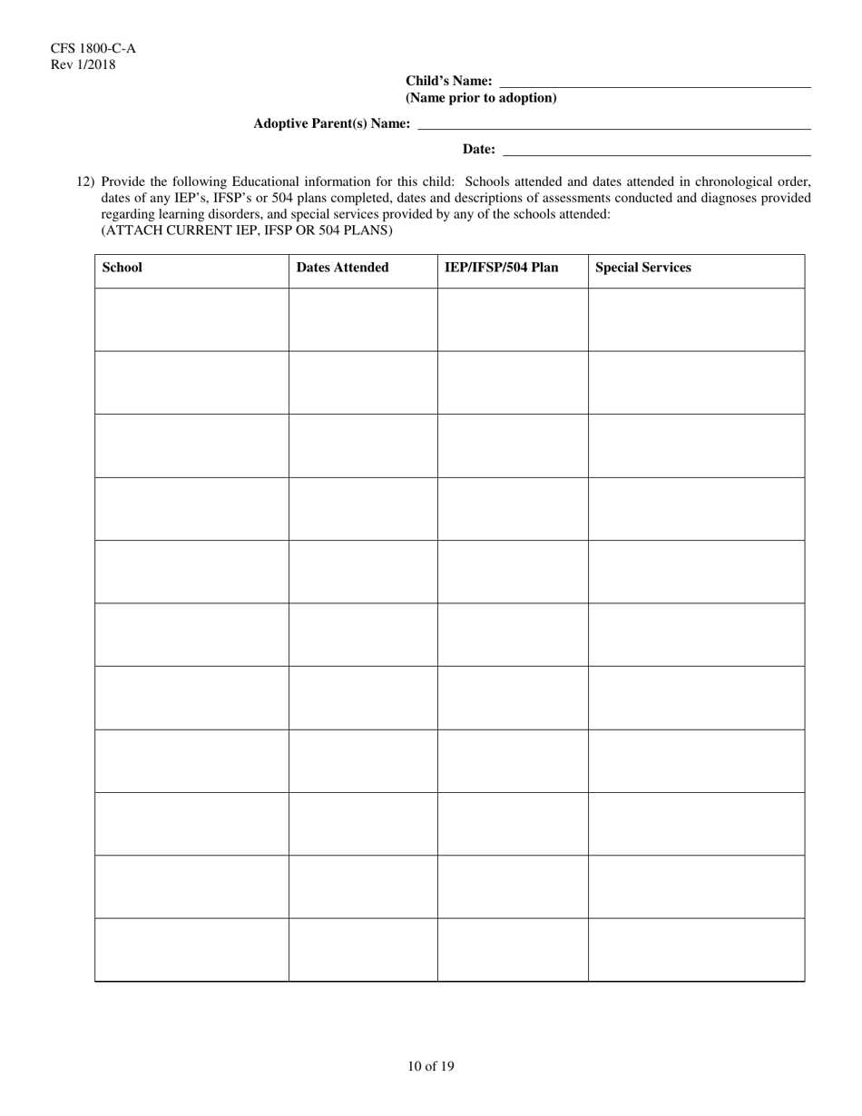 Form CFS1800-C-A Adoption Assistance Agreement - Illinois, Page 10