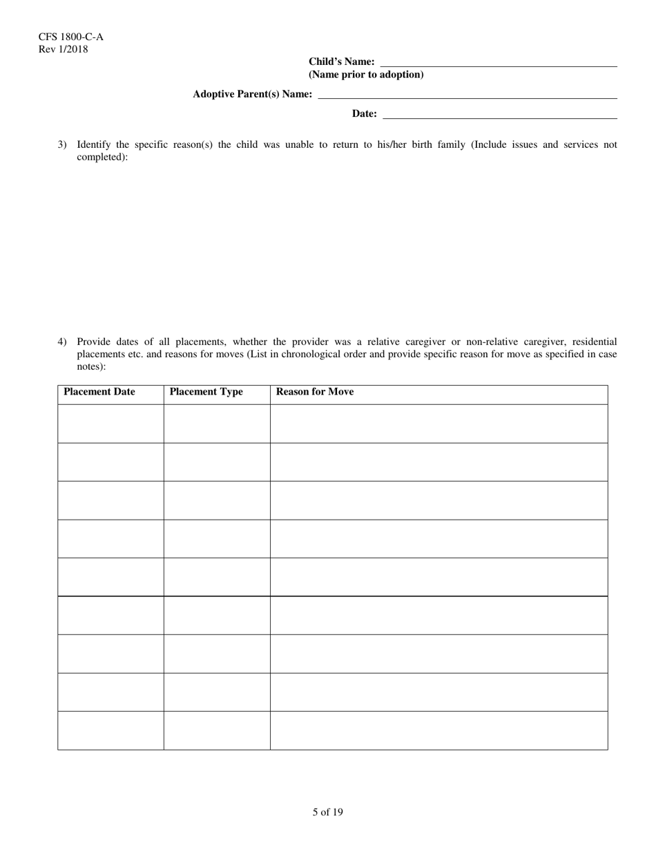 Form CFS1800-C-A Adoption Assistance Agreement - Illinois, Page 5