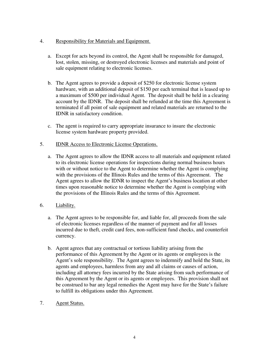Vendor License Agent Contract - Illinois, Page 4