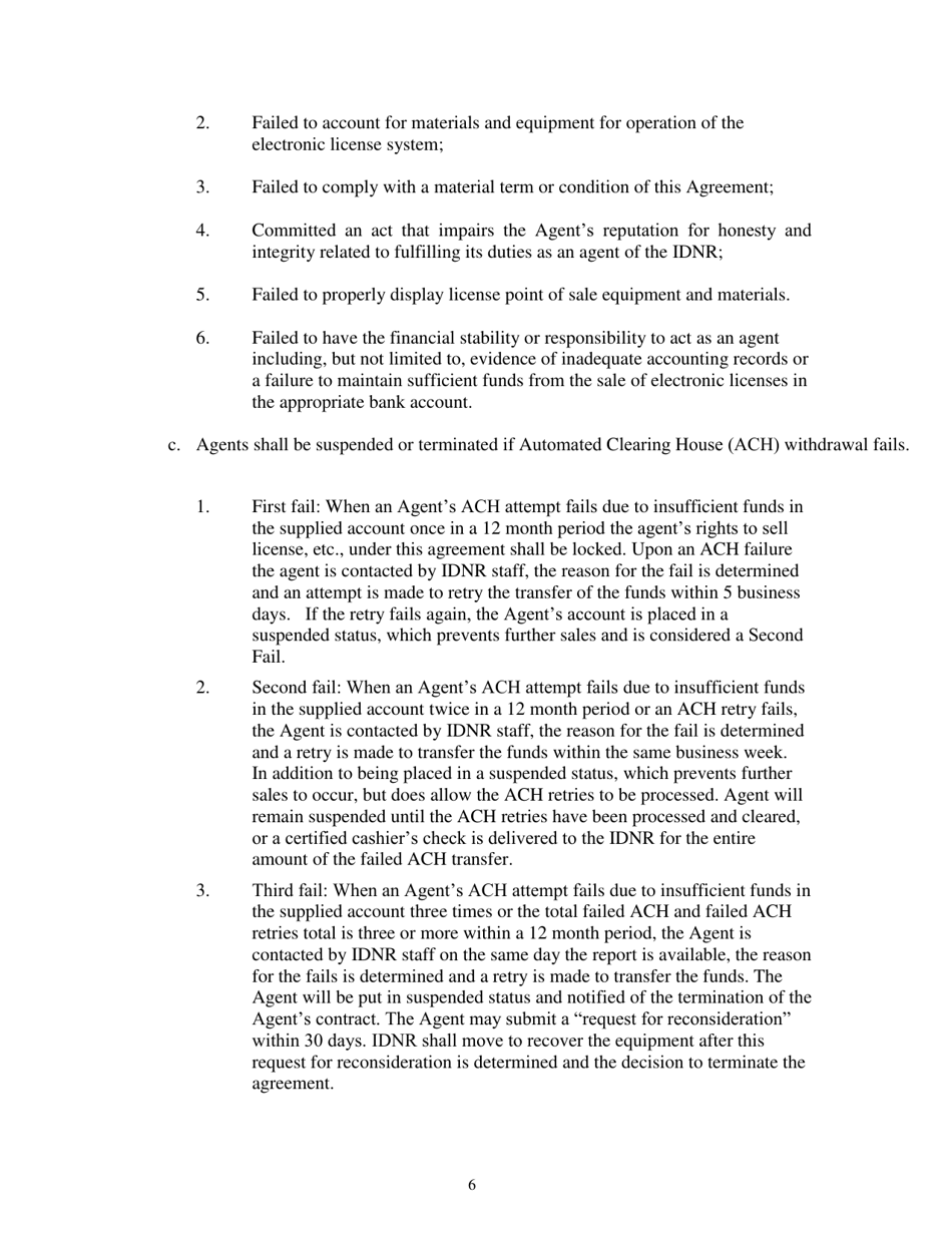 Vendor License Agent Contract - Illinois, Page 6