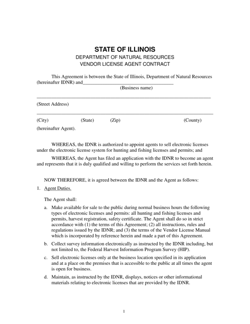 Vendor License Agent Contract - Illinois Download Pdf