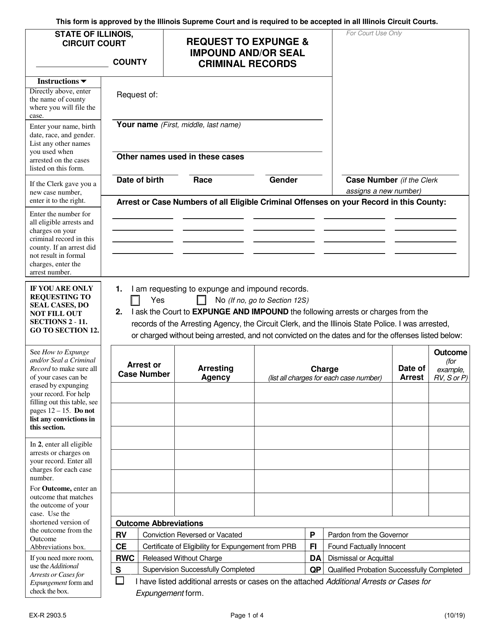 Form EX-R2903.5 Request to Expunge & Impound and/or Seal Criminal Records - Illinois