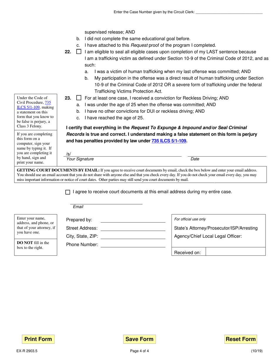 Form EX-R2903.5 Request to Expunge  Impound and / or Seal Criminal Records - Illinois, Page 4