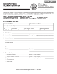 Form DAH H68 Illinois Petitioner Treatment Verification - Illinois